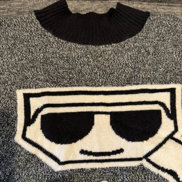 Karl Lagerfeld Paris Women’s Mockneck Sweater – Size Large – Marled Gray & Black - Picture 3 of 9